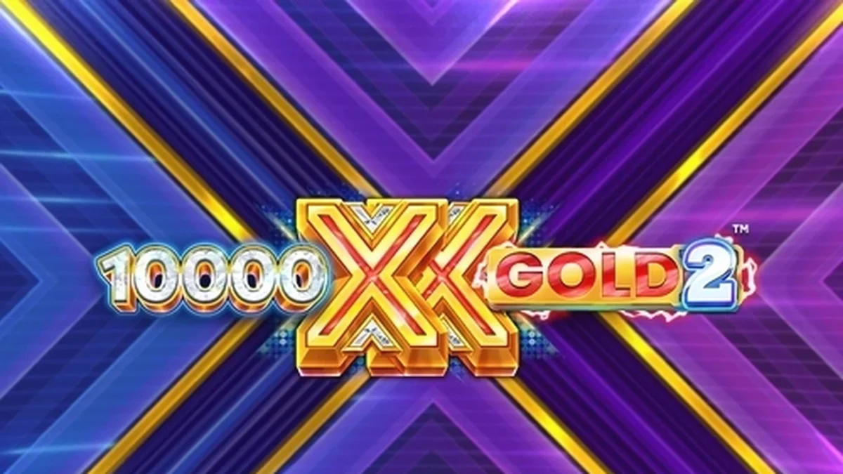Tampilan antarmuka slot 10,000 X Gold 2 dengan simbol emas dan fitur Stack Xpand.