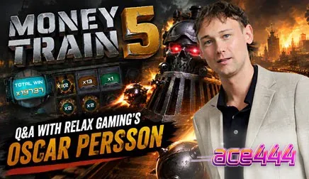 Visual kereta api futuristik dengan elemen karakter ikonik dari seri Money Train 5.